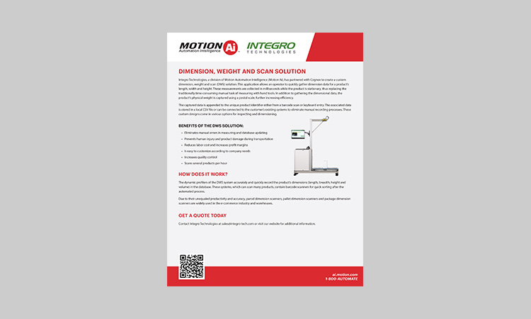 Motion Ai / Integro | Dimension, Weight and Scan Solution