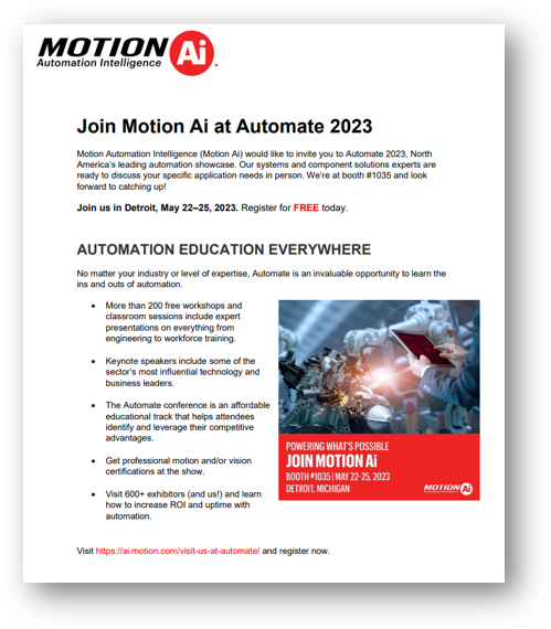 Motion Ai Automate Flyer