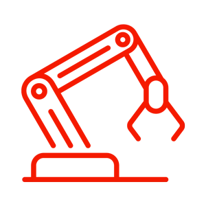 Red robotic pick-n-place icon
