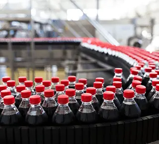 Bottling line for processing and bottling carbonated soda into bottles.