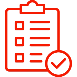 Red compliance checklist icon
