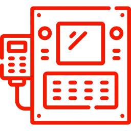 Red human machine interfaces icon