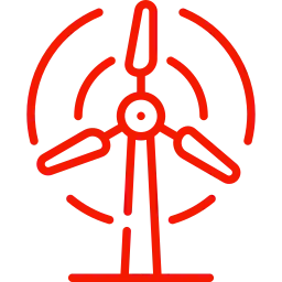 Red wind turbine placement and movement icon