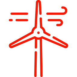 Red turbine controllers and speed sensors icon