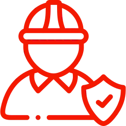 Red enhancing worker protection icon