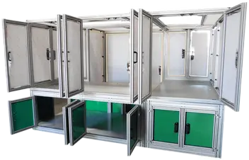 Image of a custom built silver and green controlled environment enclosure
