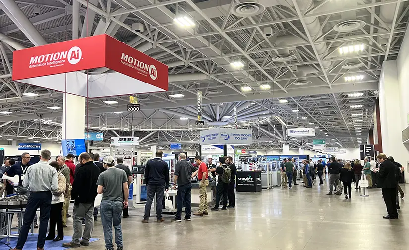 Image of Motion Ai's tradeshow booth at an event from a distance